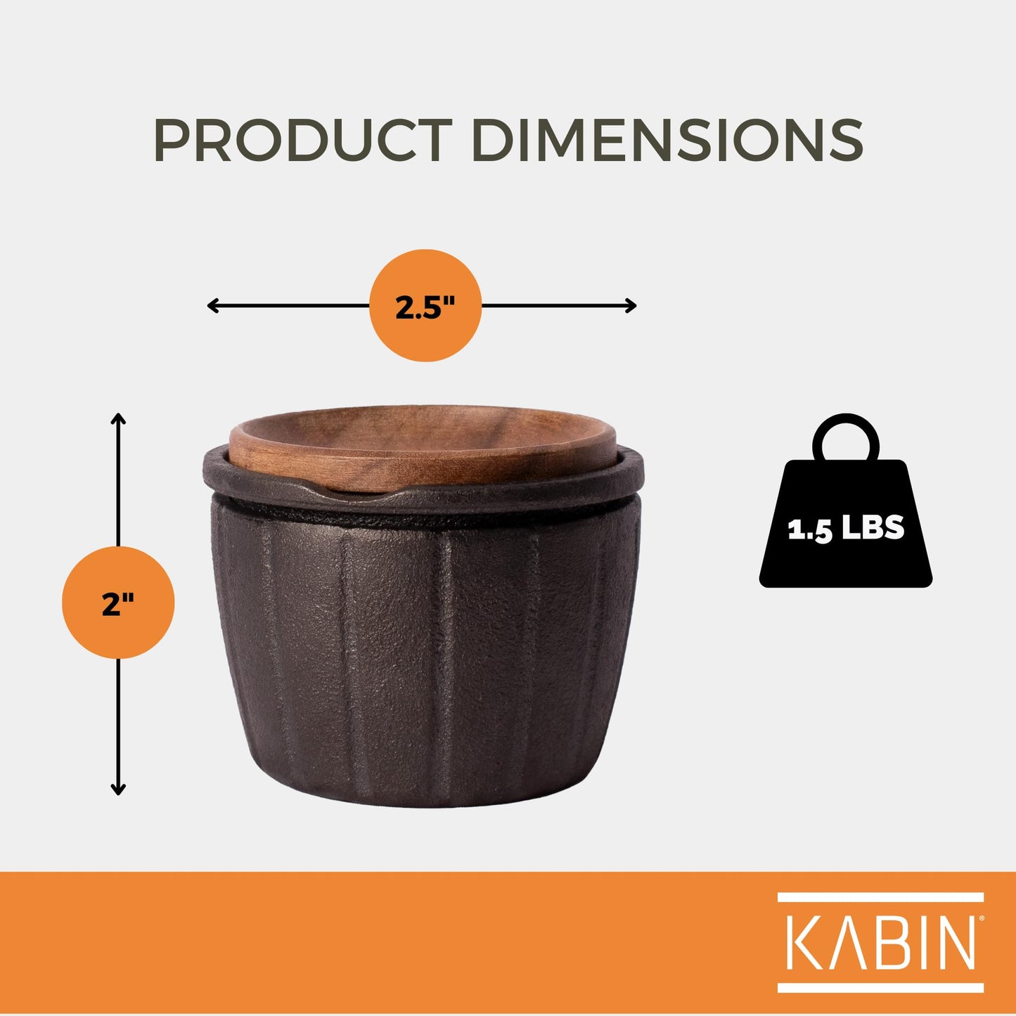 KABIN Spice Mill - Spice Grinder Manual Pepper Mill - Durable Cast Iron Mortar and Pestle Set Herb Crusher - Hand Grind, Measure & Store Your Spices and Herbs- Molcajete Bowl