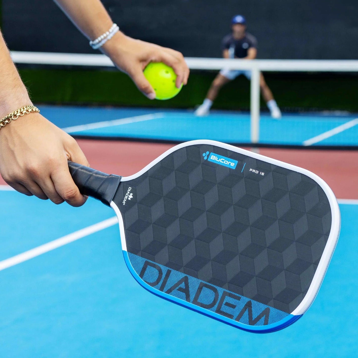 Diadem Edge BluCore Pro Pickleball Paddle | Ultimate Power, Reach, Spin, and Heavy Drives, Extended Reach, 18K Carbon Fiber, PowerSync Foam Core | USAPA Approved (Pro 16mm)