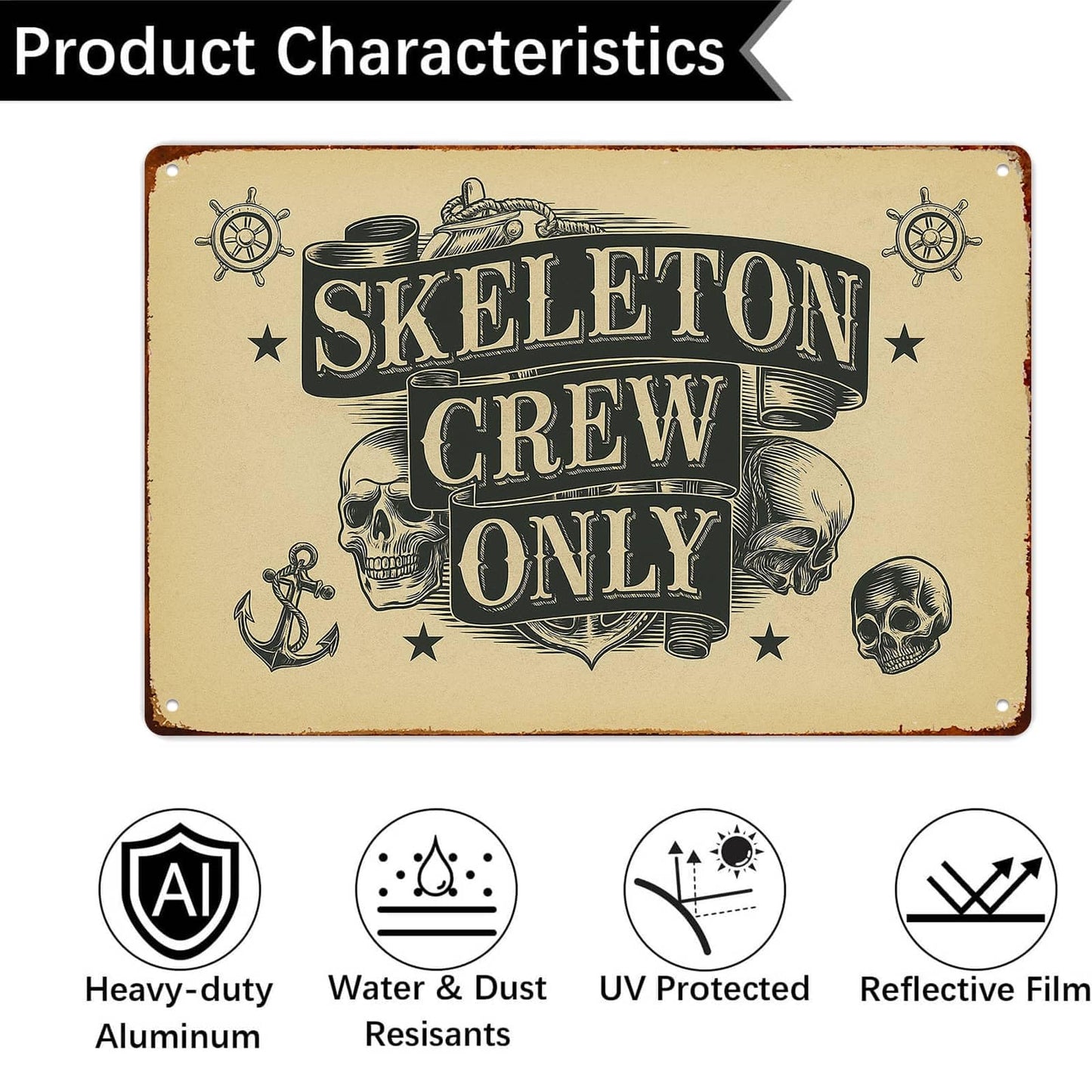 Skeleton Crew Only Metal Sign Posters Decor The Space You Can Think Of Living Room Bedroom Kitchen Bathroom Garden Farm Funny 8 * 12 Inch Wall Decor