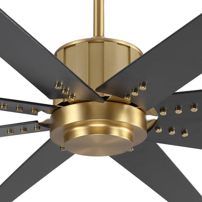 WINGBO 72" Ceiling Fan without Light, Modern Large Ceiling Fan with Remote Control, 6-Speed Reversible Noiseless DC Motor, Gold and Black/Walnut Blades for Living Room, Bedroom & Covered Outdoor