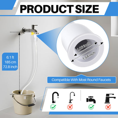 Frienda Faucet Hose Adapter for Sink, 6.1FT PVC Tube with Adjustable Faucet Connector, Hose Clamp & Zip Tie, Portable Water Transfer Accessories for Sink, Bucket, Outdoor Cleaning