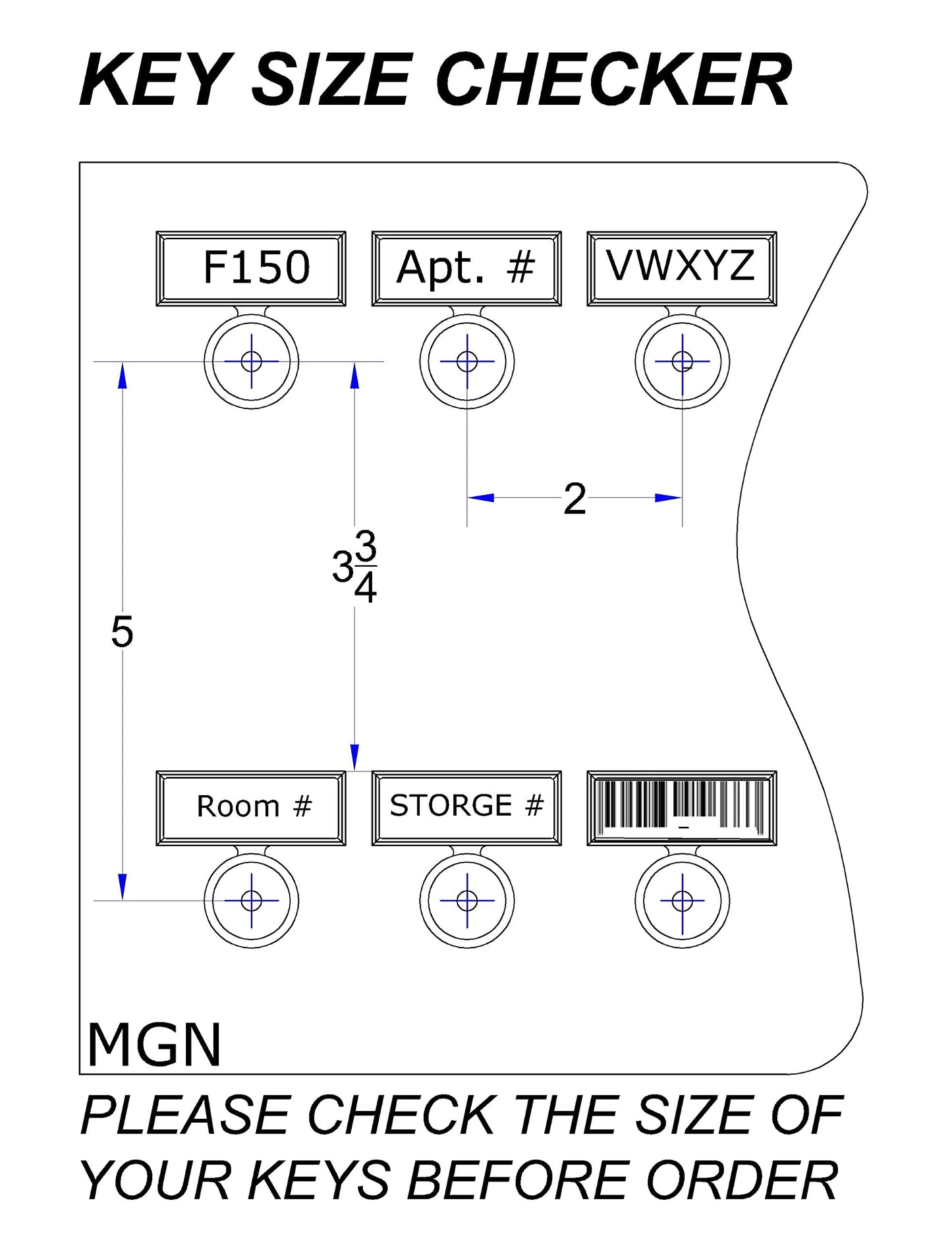 Stand Company Key Rack, Key Holder # 55MWN, Extra Space 55 Bolted Metal Hooks with Customize Nameplate, (60 Sets of Tag & Ring Included) - Made in USA
