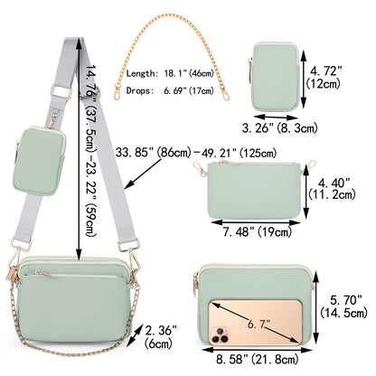 UTO Small Crossbody Bags for Women 3 in 1 Trendy Belt Purse Fashion Designer Mini Cute Sling Fanny Chest Pack