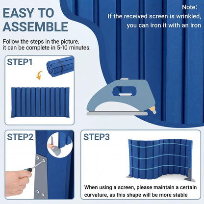 AmazingSpark 1 Pcs 30" X 6' Soundproof Room Divider Panel, Foldable Acoustic Partition Wall with Stand and Straps, Freestanding Privacy Screen for Office Study Bedroom Studio Library (Blue)
