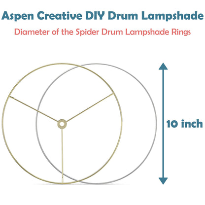 Aspen Creative 20102-11, Metal DIY Drum Lamp Shade Strong Ring, US Style Spider that Connects to Lamp Harp, Top Ring-Brass Plated/Bottom Ring-Galvanized, 10" Diameter Ring