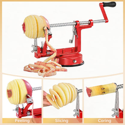 Apple Peeler Slicer Corer with Stainless Steel Blades and Powerful Suction Base for Apples Pears Potatoes(Red)