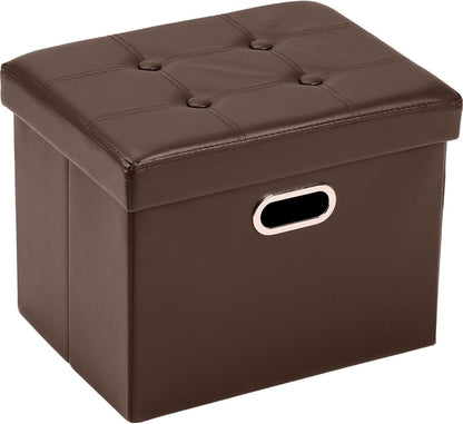 17x13x13in COSYLAND Ottoman with Storage Folding Leather Ottoman Footrest Foot Stool Brown Ottoman for Rooms Small
