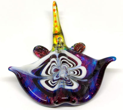 Manta Ray Figurine Handmade Glass – Tiny Blown Glass Animal – Miniature Collectible Ocean Décor Gift