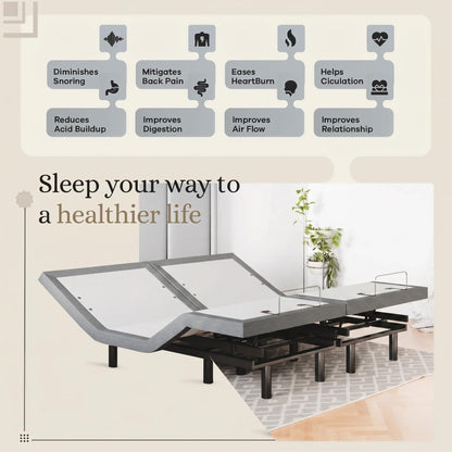 Sven & Son Classic Adjustable Bed Base, Head and Foot Lift, Massage, Under-Bed Lights, USB, Memory, Zero Gravity Smart Frame - King