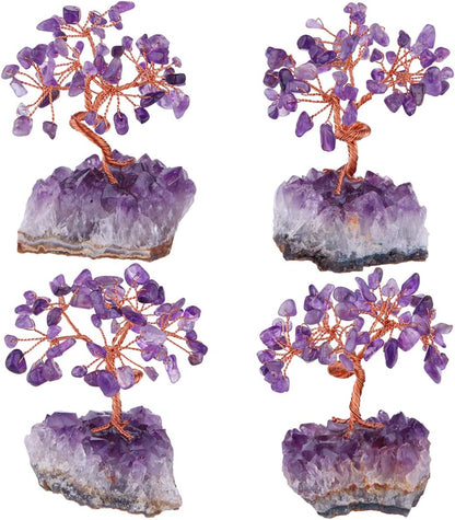 mookaitedecor Amethyst Crystal Tree with Cluster Crystals Base, Bonsai Money Tree for Wealth and Luck