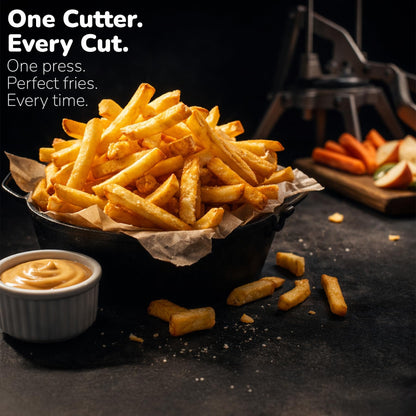 Commercial Grade French Fry Cutter, Sweet Potato & Yam Capable, Removable Legs and Case for Compact Storage, 3 Blade Sizes (1/4"- 3/8"- 6-Wedge), Potato, Fruit and Vegetable Slicer & Dicer by POP