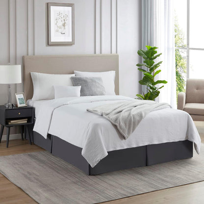 Nestl Dark Gray Bed Skirt Queen Size - 14 Inch Drop, Pleated Microfiber Hotel Quality