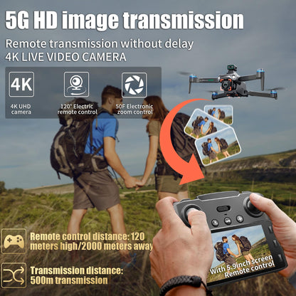 Drones With Camera for Adults 4K,Remote Contorl with Large Screen,FPV Drone with 50mins Flying Time,Auto Return GPS,360° Obstacle Avoidance Drone for Beginner,extra 8G SD Card Included