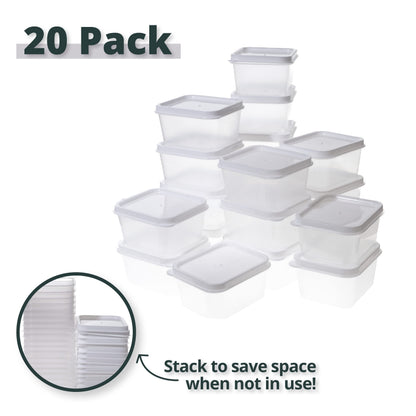 Greenco Mini Rectangular Storage Containers, 20 Pack, 2.03 Oz Reusable Small Plastic Storage Container Jars with Lids | Perfect for Baby Food, Snacks, Sauces, Candy, Freezer & Dishwasher Safe