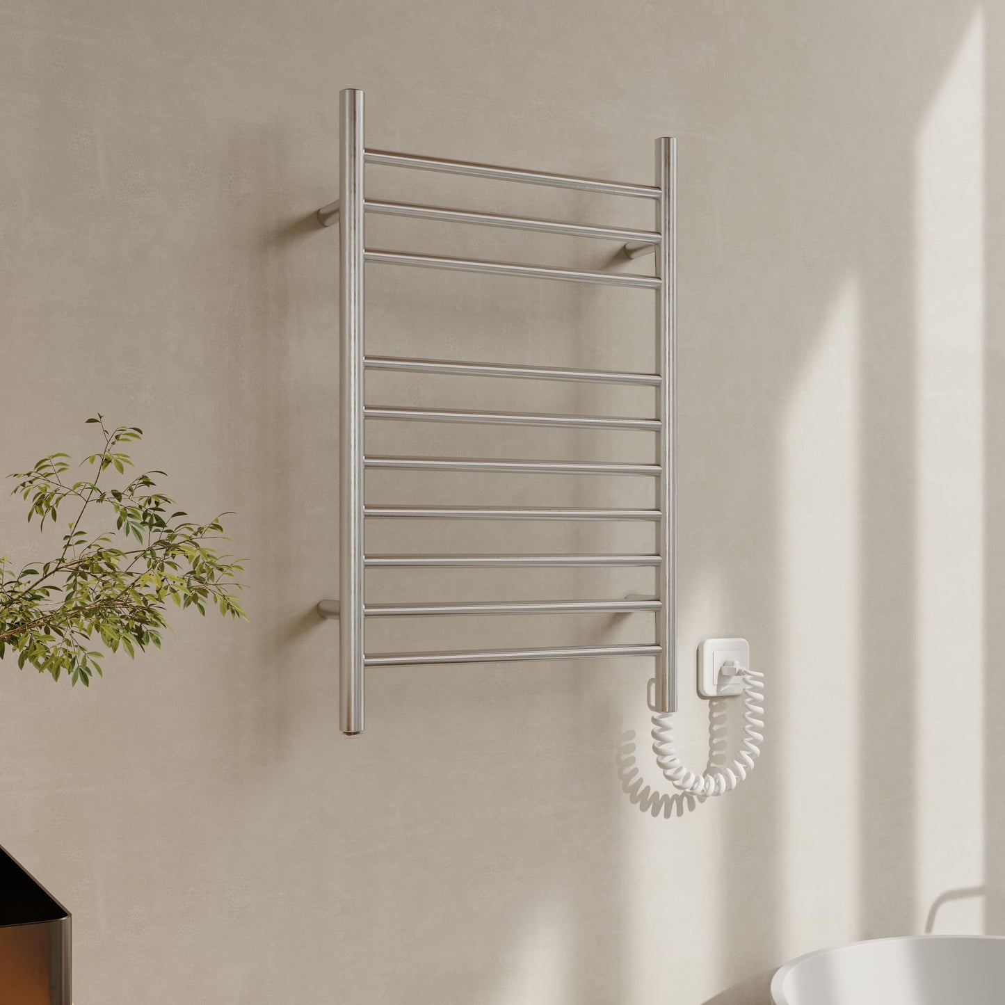 HEATGENE Towel Warmer Wall-Mounted Hardwired Heated Towel Rack Hot Towel Bar Brushed