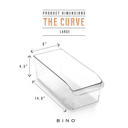 BINO | Plastic Storage Bins, Large | THE CURVE COLLECTION | Multi-Use Fridge / Freezer Organizer | Built-In Handle | BPA-Free | Pantry and Home Organization