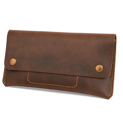 TheAntiq Leather Money Bag Currency Organiser Pouch, Dollar Bills Holder, Bills Organizer with Mobile Pocket, Money Envelope For Men and Women (Brown)