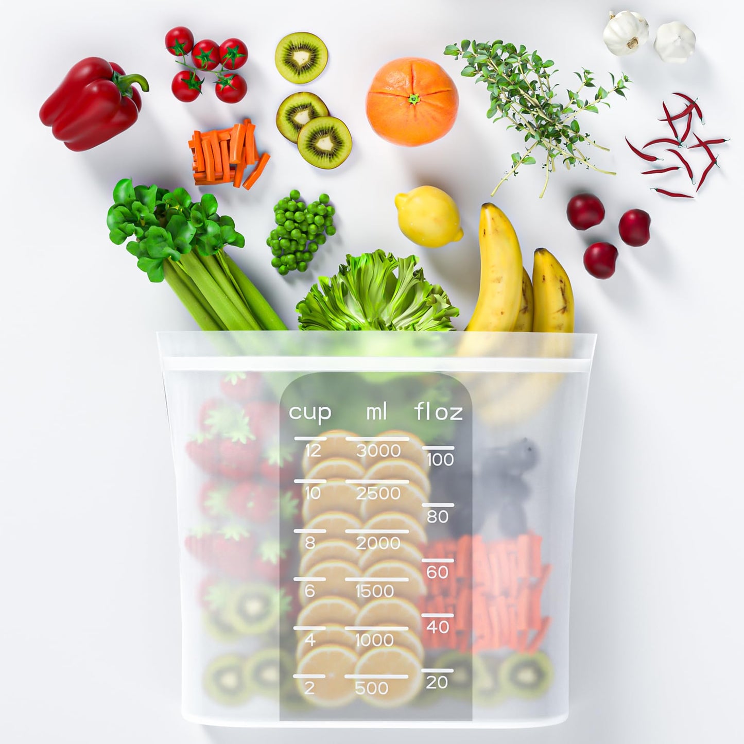 Bangp Premium Silicone Reusable Food Storage Bags,4 Pack,Stand-Up Bottom,Multi-Use Food Freezer Bag,Reclosable Silicone Bags for Marinate Meats,Salad Fruit,Home Organization,Leak-free,Dishwasher Safe