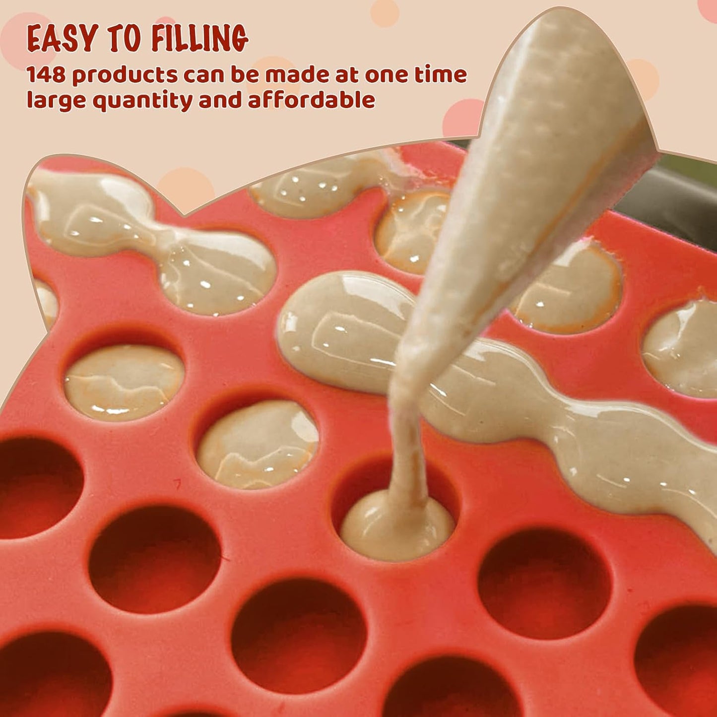 148 HKNMTT Mini Semi Sphere Shape Molds Silicone, Cavities Round Baking Moulds for Dog Treats Snack Candy Chocolate