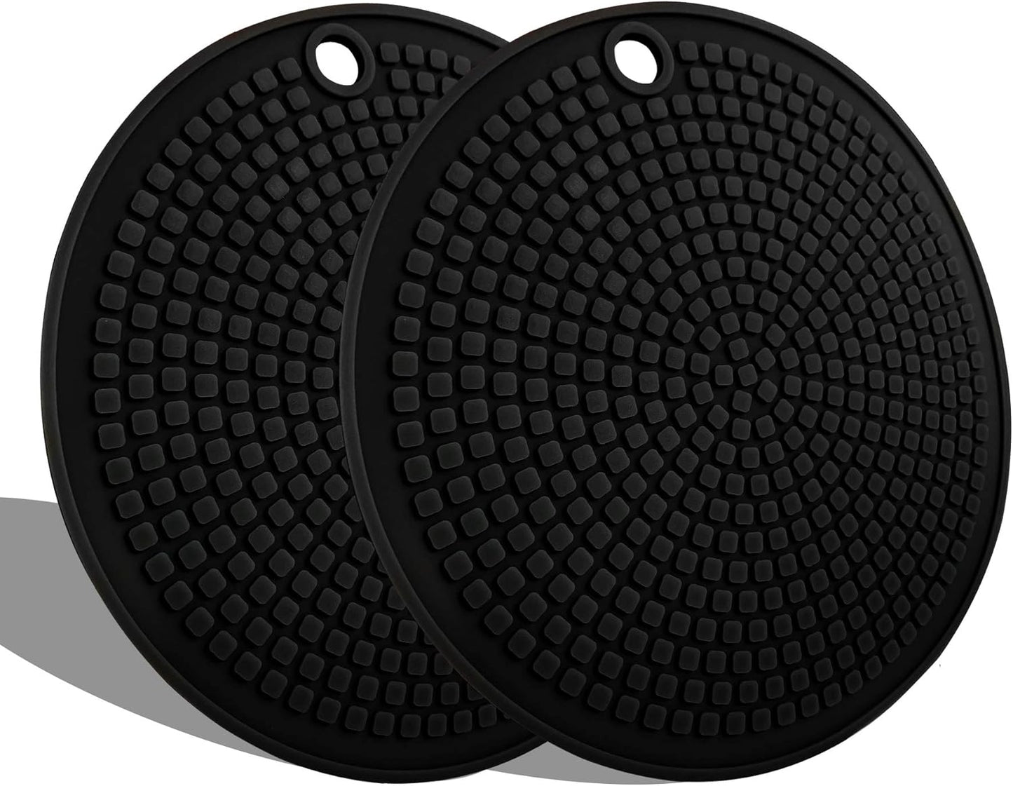 2 Pcs Round Silicone Trivets Pot Holder Mats, Extra Thick Silicone Trivets Heat Resistant hot Pads, Non-Slip Insulation