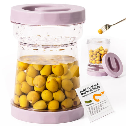 CUISITOOL Upgraded Pickle Jar with Strainer Flip, 38oz Tritan Airtight Pickle Juice Separator from Wet and Dry, BPA Free Olive Hourglass Jar for Jalapeno/Gherkin, Dishwasher Safe