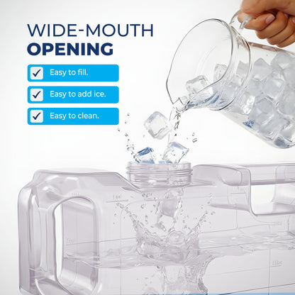 HydraFitt Refrigerator Water Dispenser 1.1 Gallon – Leak-Proof Slim Fridge Water Container with Spigot – BPA-Free Refillable Water Jug (Clear)