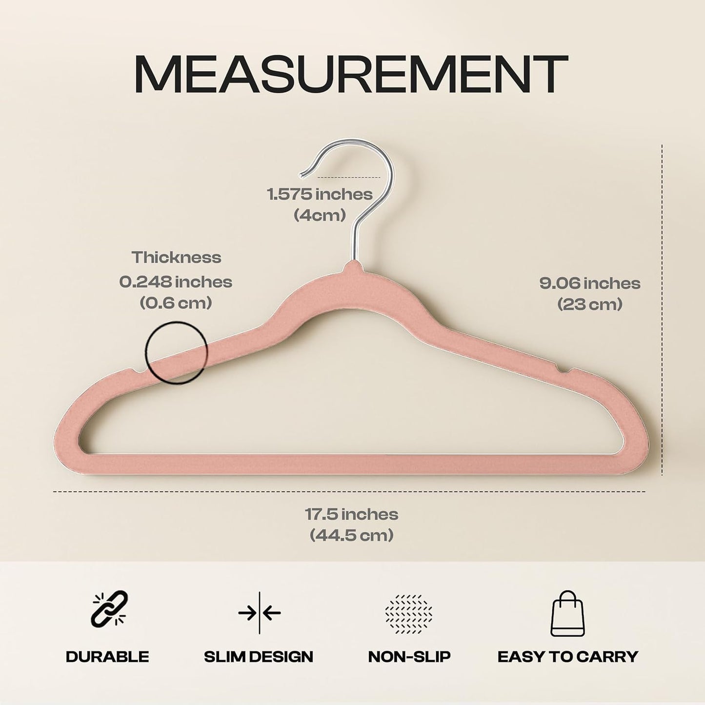Utopia Home Velvet Hangers - Luxury Non-Slip Slim Coat & Pant Hangers, Space-Saving Design, 50 Pack - Pink