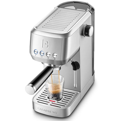 CASABREWS 3700 Essential Espresso Machine 20 Bar, Stainless Steel Cappuccino & Latte Coffee Maker with Steam Frother for Home, 43.9oz Water Tank, Silver