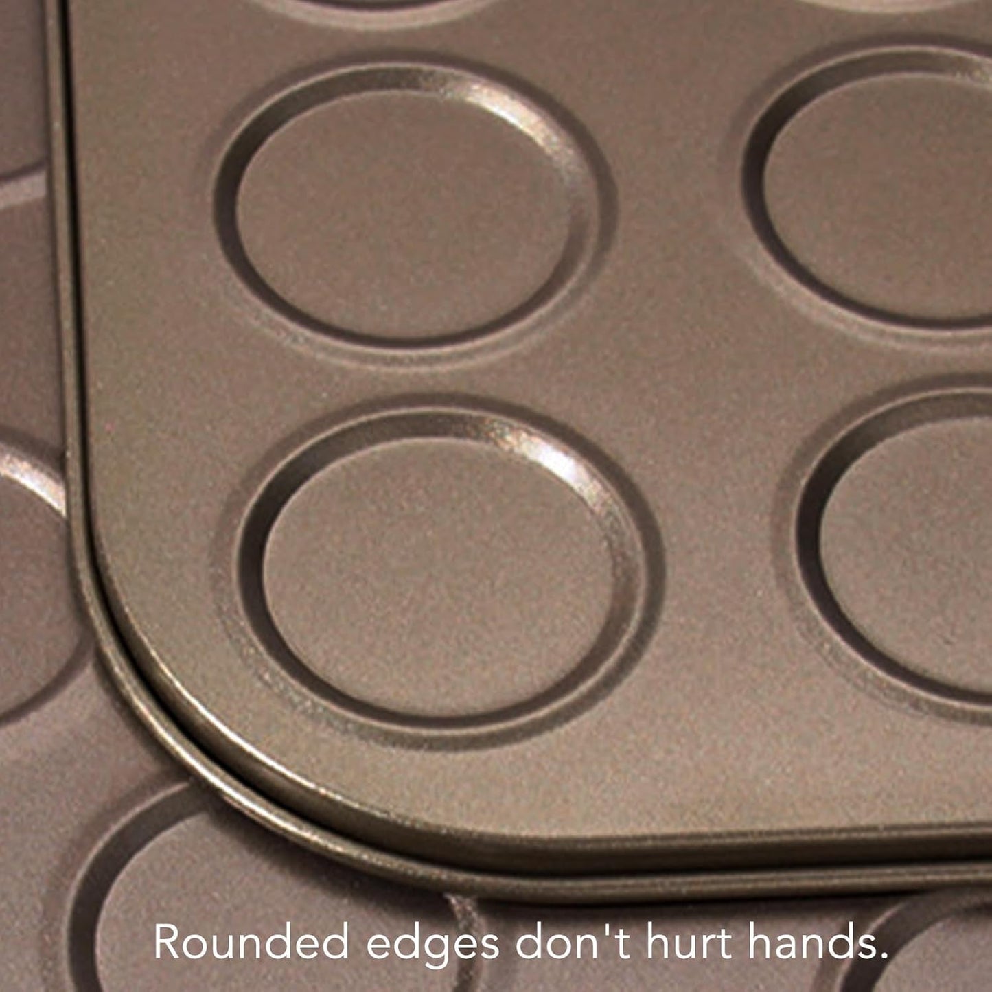 Luqeeg Muffin Top Pan, 15 Hole Carbon Steel Baking Tray with Non Stick Coating for Even Distribution