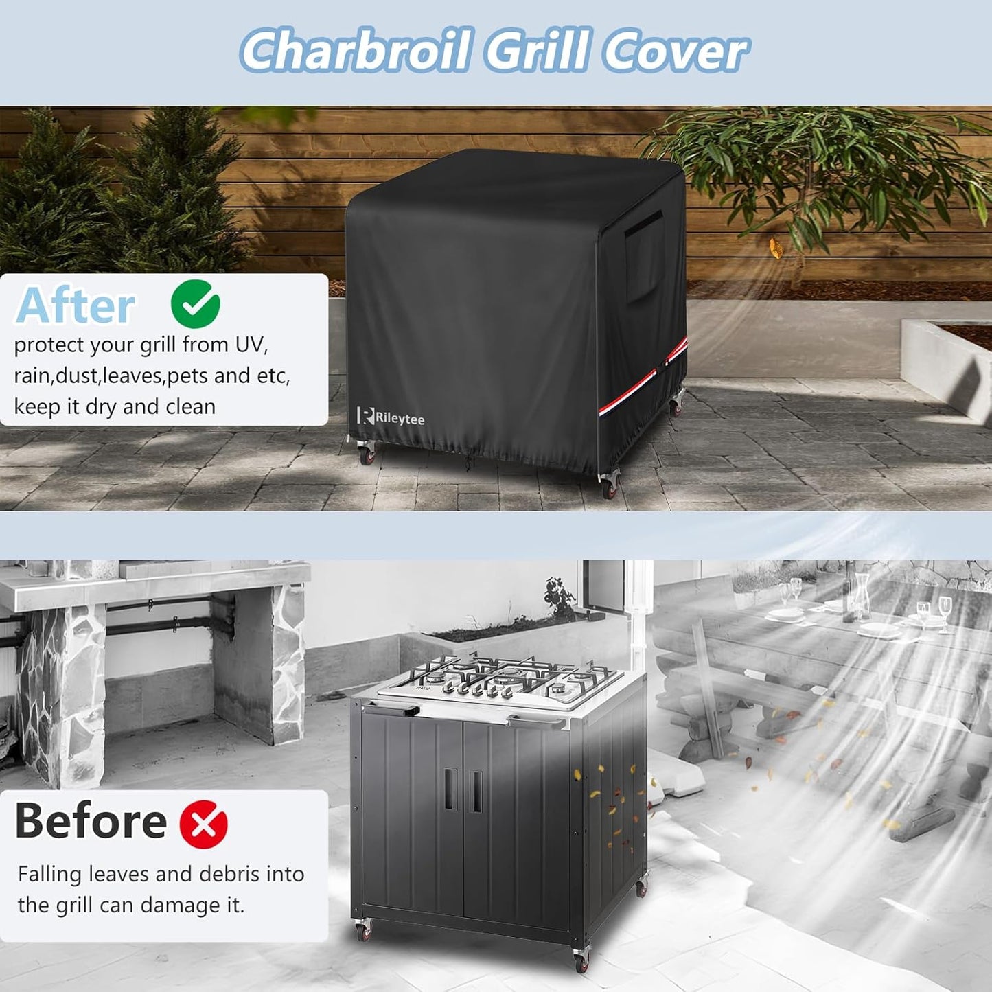 600D 3-Shelf Cart,Black,35.4" 26" 35" Tacoma Grill Table Covers,Outdoor Dining Cart Cover for Feasto Dining Cart,Heavy