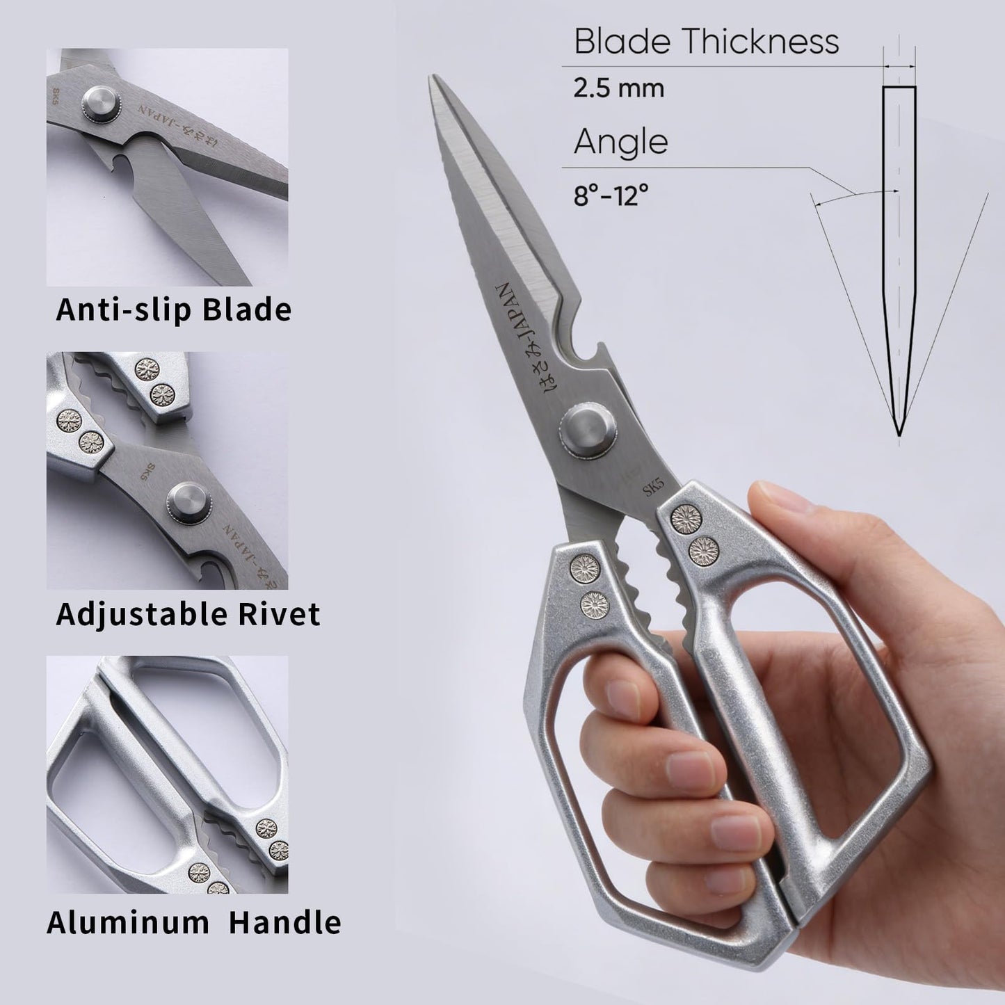 Kitchen Scissors Set 2PCS, Kitchen Shears Heavy Duty Poultry Shear Japan Meat Scissor for Food All Purpose Seafood Meat Cutting Cooking Shears, Chicken Scissors Gifts for Men Women