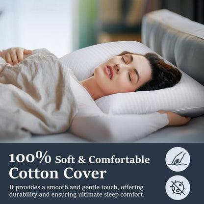 COZSINOOR Goose Feather Pillows Queen Size Set of 2 - Hotel Down Bed Pillow for Sleeping, Soft 600 TC Cotton Cover, Fluffy Support Surround Fill Down Alternative for Back, Stomach, Side Sleepers