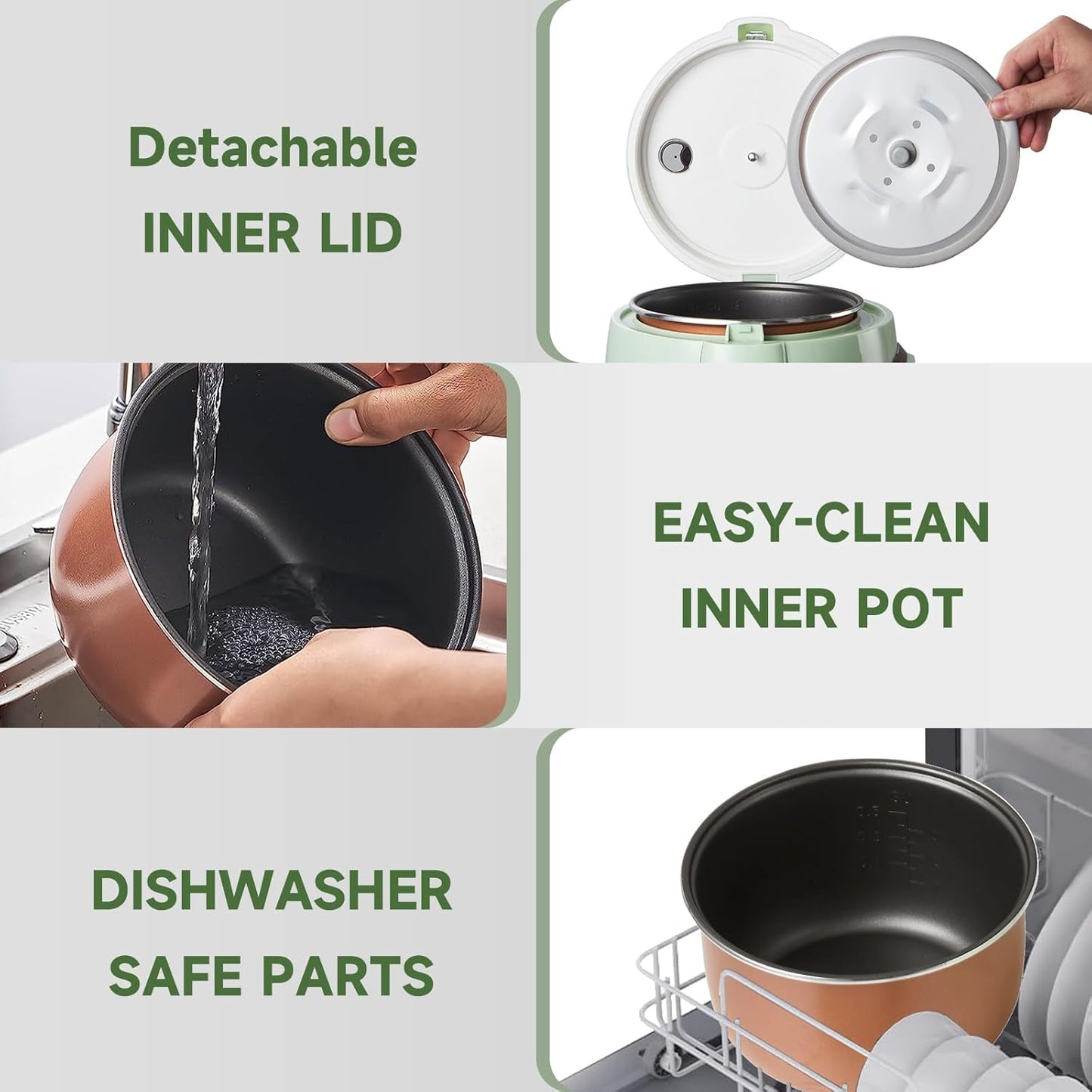 TMABSOE 6 6 modes,24-Hr Pot,1.6L 1-3 Rice Cooker Cup (Cooked), Small Rice Cooker with Cooking Delay Timer and Auto Keep