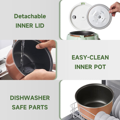 TMABSOE 6 6 modes,24-Hr Pot,1.6L 1-3 Rice Cooker Cup (Cooked), Small Rice Cooker with Cooking Delay Timer and Auto Keep
