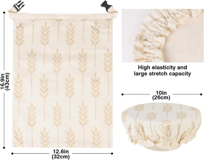 16.9"x12.6" 2 LAKE OF FIRE Reusable Bread Storage Bags for Homemade Bread with Reusable Bowl Covers,Large Sourdough
