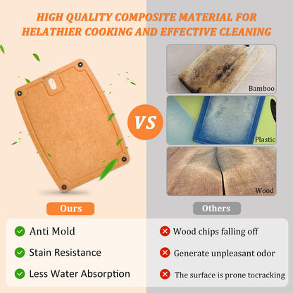 Barenthal Cutting Boards for Kitchen Dishwasher - 2PC Cutting Board Set Double-Sided with Non-Slip Feet and Juice Groove Composite Chopping Board for Kitchen Knife Friendly Cut Meat, Fruit,Vegetable