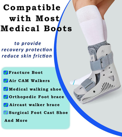 Aisesine Medical Boot Sock for Walking Brace,Orthopedic Cast Shoes Wide Calf Knee High Socks for Men Women White