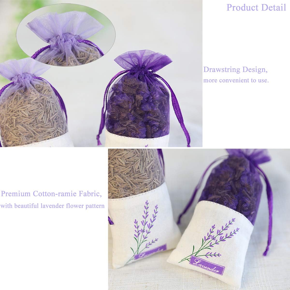 Empty Sachet Bags - Linen Fabric Organza Gauze Bags for Lavender, Spice, and Herbs