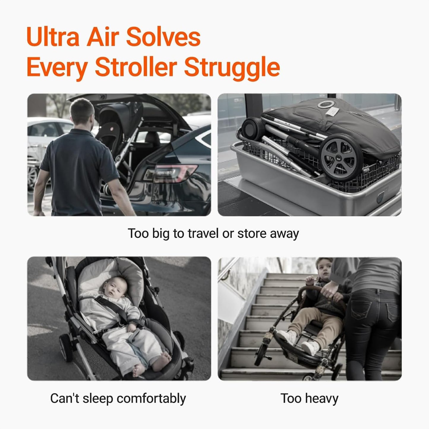 MAMAZING Ultra Air Lightweight Baby Travel Stroller with Carbon Fiber Frame, Compact & Airplane-Friendly, One-Handed Fold, 11.6 lbs, Perfect for Toddlers, Organizer & Cushion Included, Grey