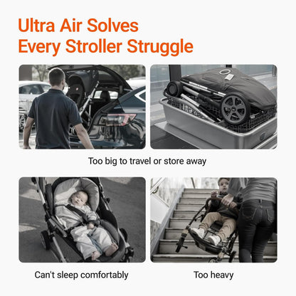 MAMAZING Ultra Air Lightweight Baby Travel Stroller with Carbon Fiber Frame, Compact & Airplane-Friendly, One-Handed Fold, 11.6 lbs, Perfect for Toddlers, Organizer & Cushion Included, Grey