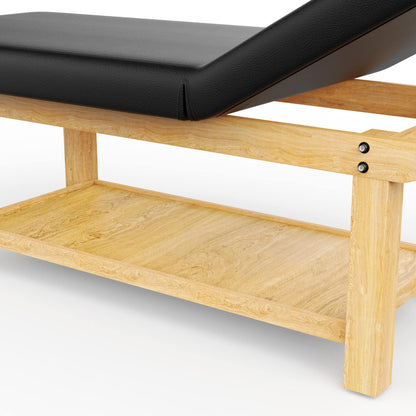 Wood Wide Stationary Massage Table for Treatment Table Physical Therapy Table Spa Facial Bed, PU Leather 31.5'' Wide 75'' Long Heavy Duty Professional Stationary Massage Bed - Black, 4-Legged