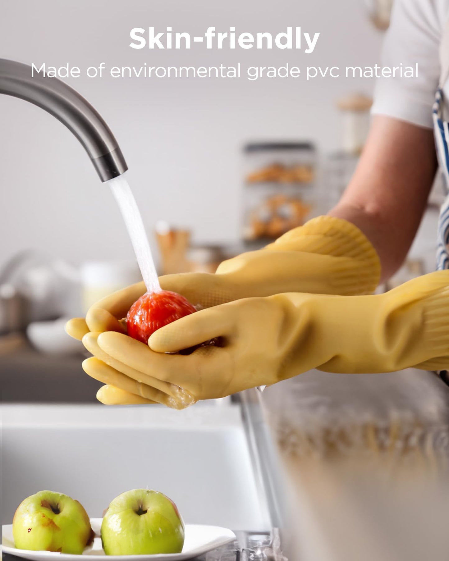 FCTTD Rubber gloves on dishwashing cleaning gloves 3-Pairs,Kitchen dish gloves,Reuseable.(3,Medium)