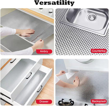 Kitchen Waterproof Oil Proof Aluminum Foil Sticker, Removable Self Adhesive Paper for Countertops (15.7"x197")