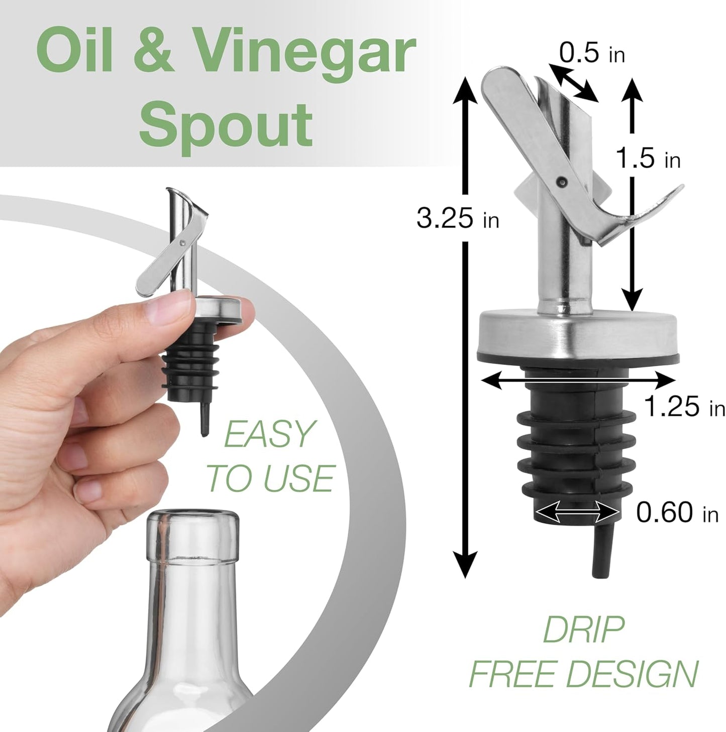 17 oz. GREENOLIVE Olive Oil Dispenser Bottle - Clear Glass Bottle with No-Drip BPA-Free Spout - Ideal for Kitchen