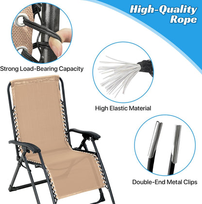 17" 63" Ostlttyn Zero Gravity Chair Replacement Fabric Kit, W x L Repair Cloth with Replacement Bungee Cord for Anti