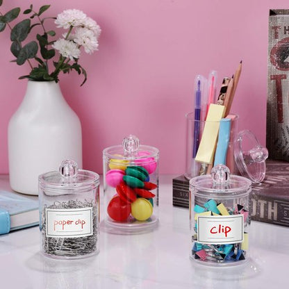 Clear Acrylic Qtip Holder Dispenser by [Brand Name] - 2 Pack Cotton Swab Canisters for Bathroom & Vanity Storage