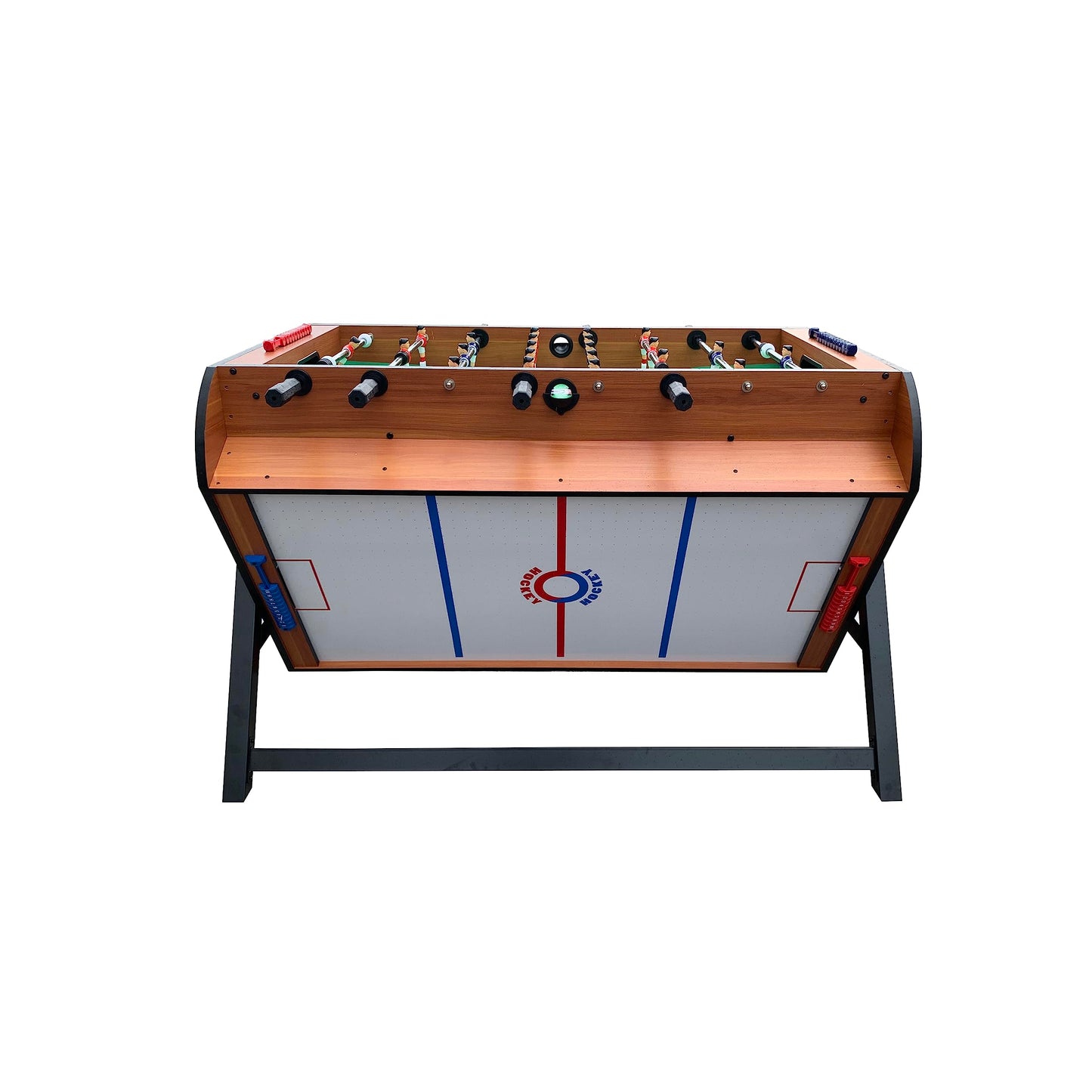KICK Triplex 55″ Telescopic Rods 3-in-1 Swivel Multi Game Table (Brown) – Foosball, Pool/Billiards & Air Hockey