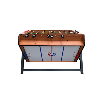 KICK Triplex 55″ Telescopic Rods 3-in-1 Swivel Multi Game Table (Brown) – Foosball, Pool/Billiards & Air Hockey