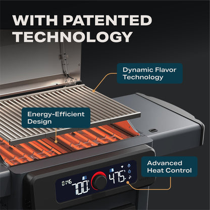 Current® Model G Dual Zone Grill, Smart Electric Outdoor Grill with 200-700°F Range for Searing & Roasting, Digital Precision, Independent Heat Zones, Apartment-Friendly & Weather-Resistant, Slate