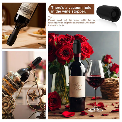 [2 PACK] Premium Vacuum Wine Preserver Stopper, Wine Preserver with Time Scale Record.Airtight Wine Bottle Preserver For Wine Enthusiasts & Gift Buyers.Set Of Wine Corks For Fresh Wine Bottles（Black）